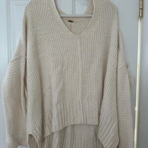 Free People Oversized Cream Knit Sweater
